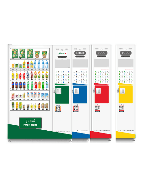 Vendee X OEM machines in custom brand colors — green, blue, red, and yellow with branded logo placement